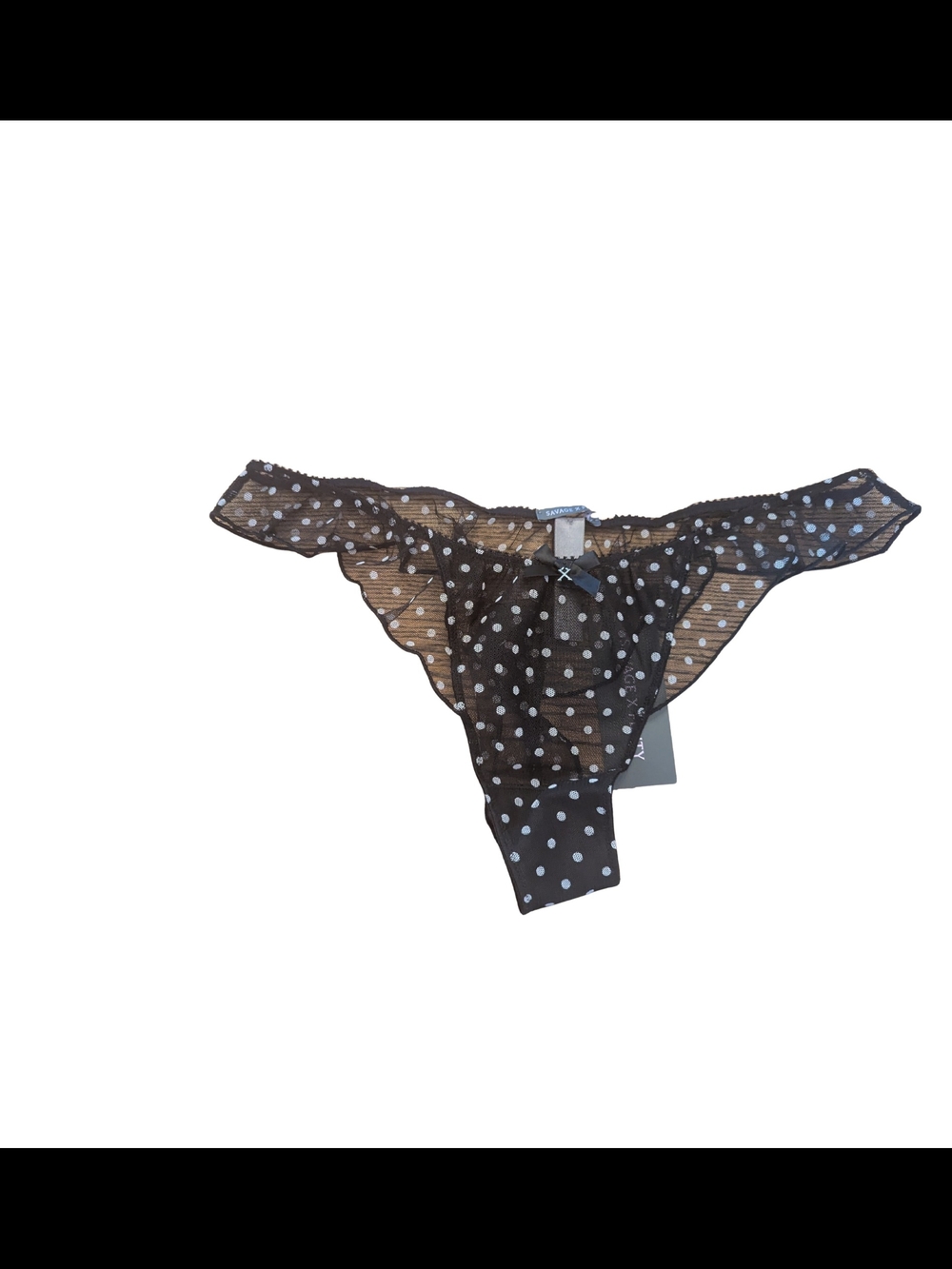 NWT Savage x Fenty Womens Medium Not Sorry Printed High Leg Thong Black White